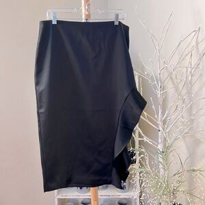 NWT Express 14 Beautiful satin like skirt with side ruffled slit, side zipper.